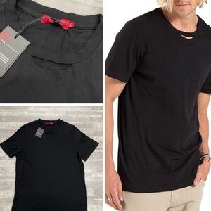 n. Philanthropy Liam Casual Tee With Slit On Collar In Black. NWT! Sz XL